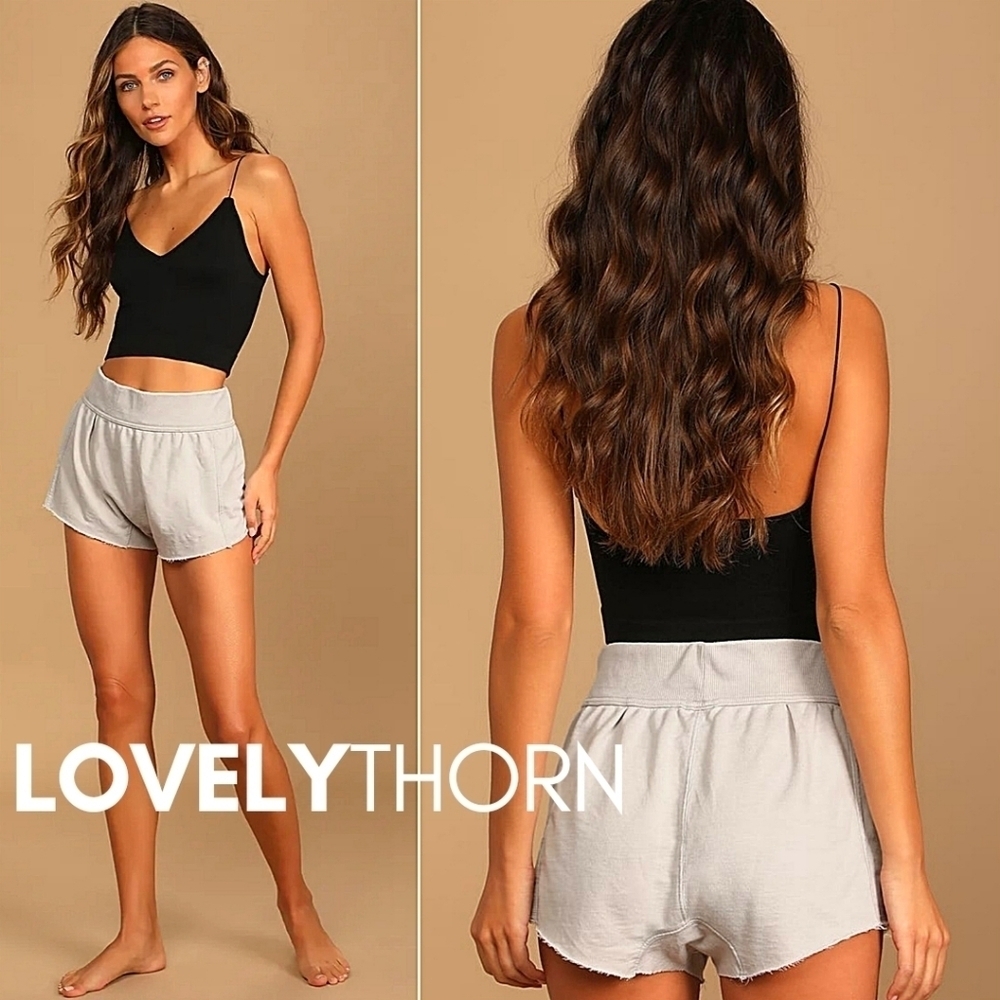 FREE PEOPLE // cozy super soft relaxed fit lounge shorts light grey